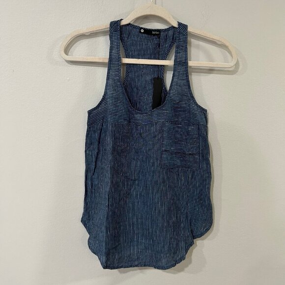 NWT Revolve Navy Blue Striped Linen Halter Tank Top Women's Size XS - Picture 1 of 5